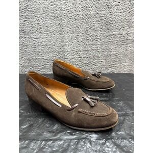 Belgian Shoes Suede Leather Tassel Loafers Dark Brown Womens Size 7 US